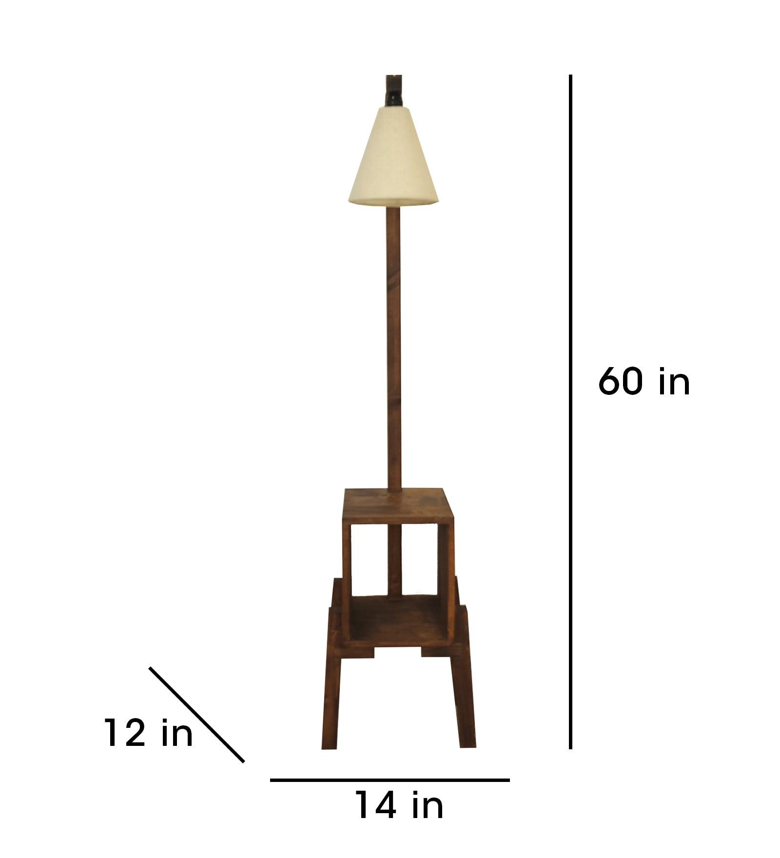 Gerard Wooden Floor Lamp with Brown Base and Jute Fabric Lampshade
