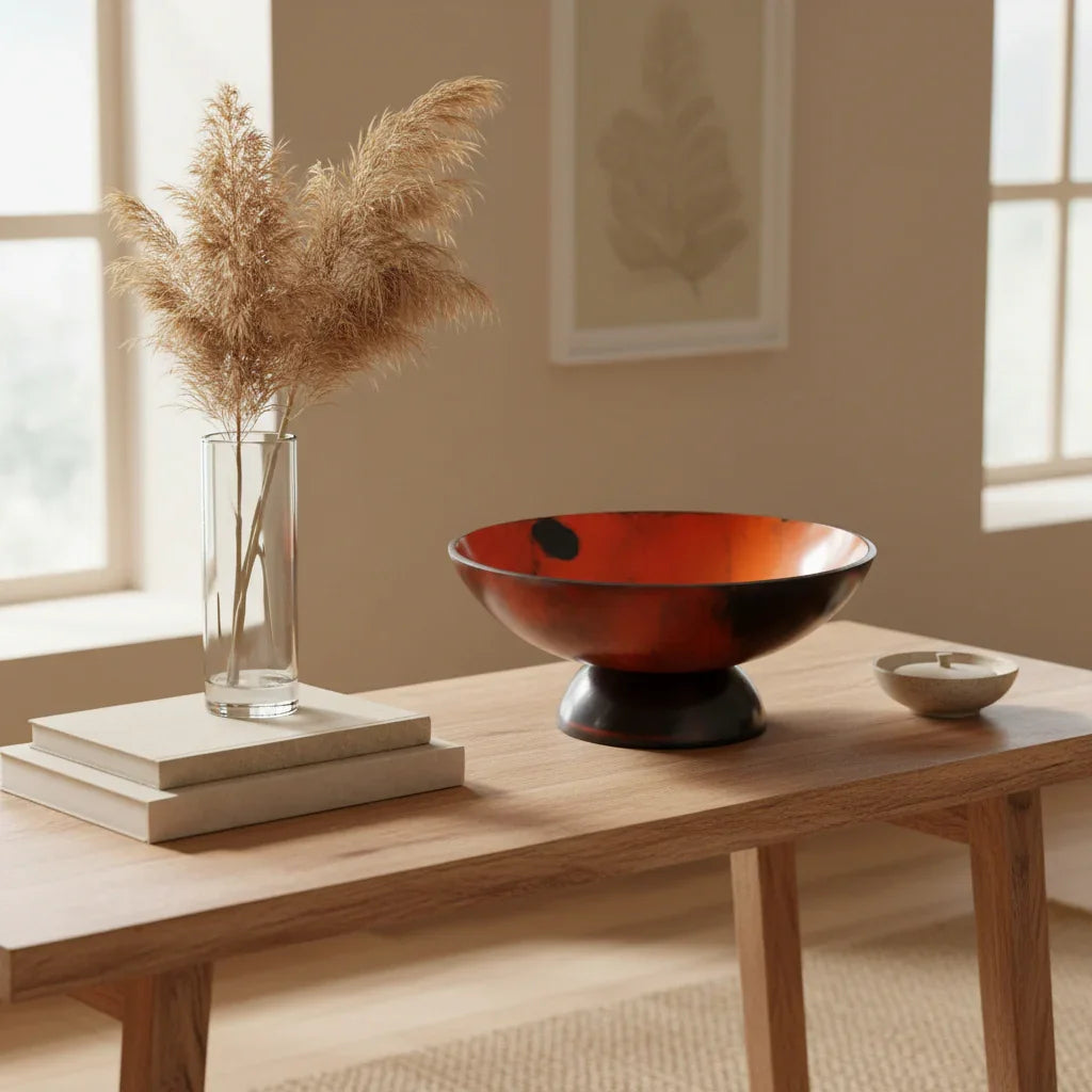 Lava Resin Statement Bowl | Decorative Orange Bowl for Center Table & Modern Home Décor