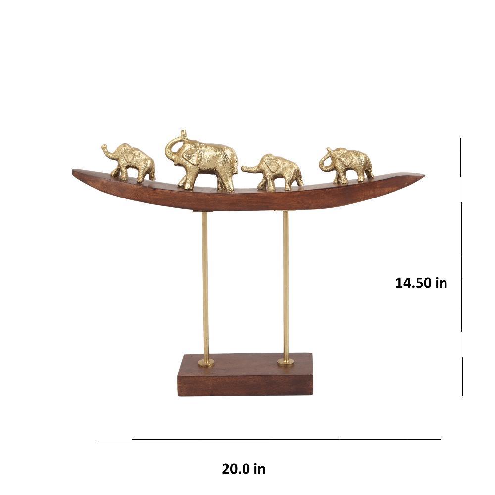 Elephant Family Sculpture On Stand | Showpiece for Living Room | Home Decor Item