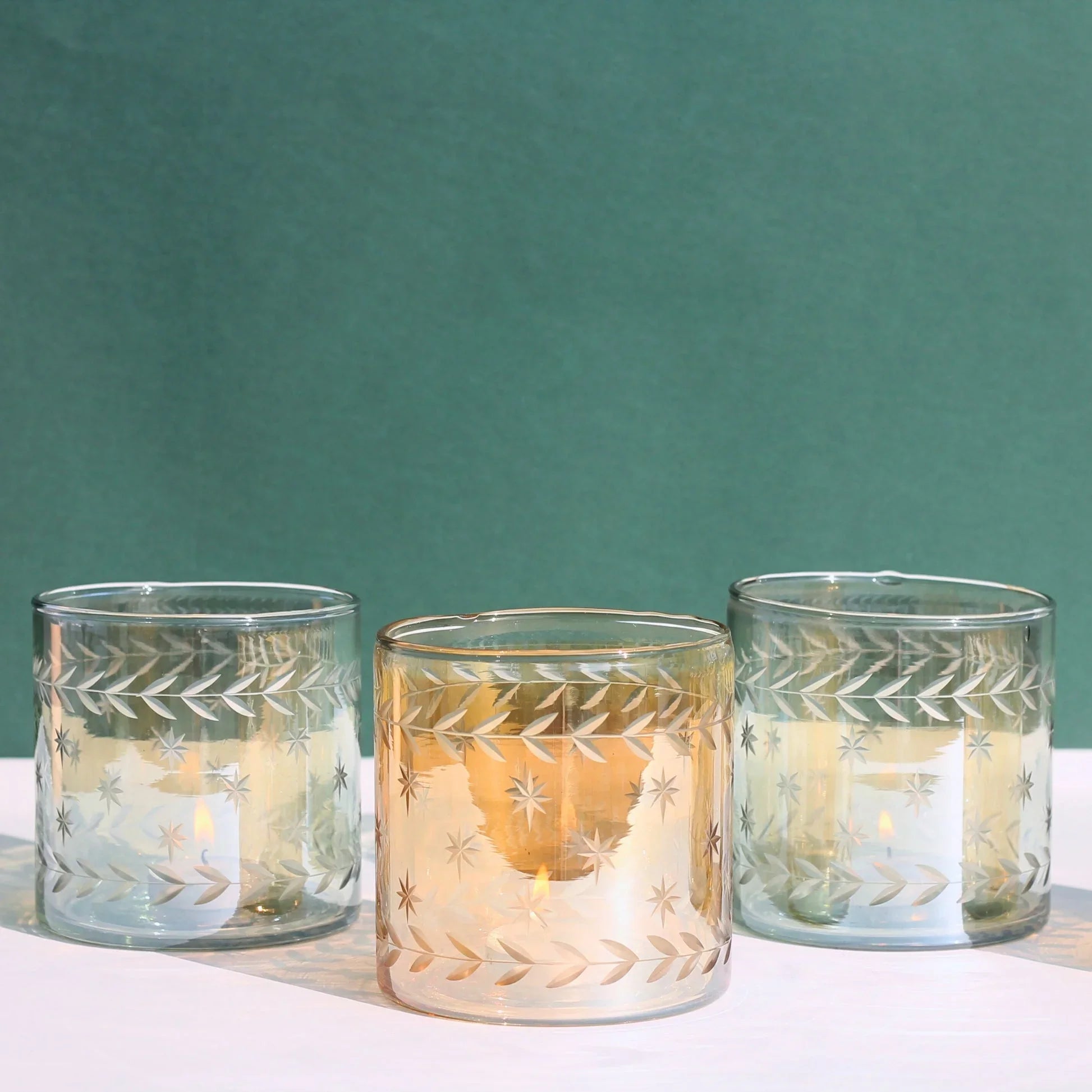 Sitara Votive | Hand-etched glass