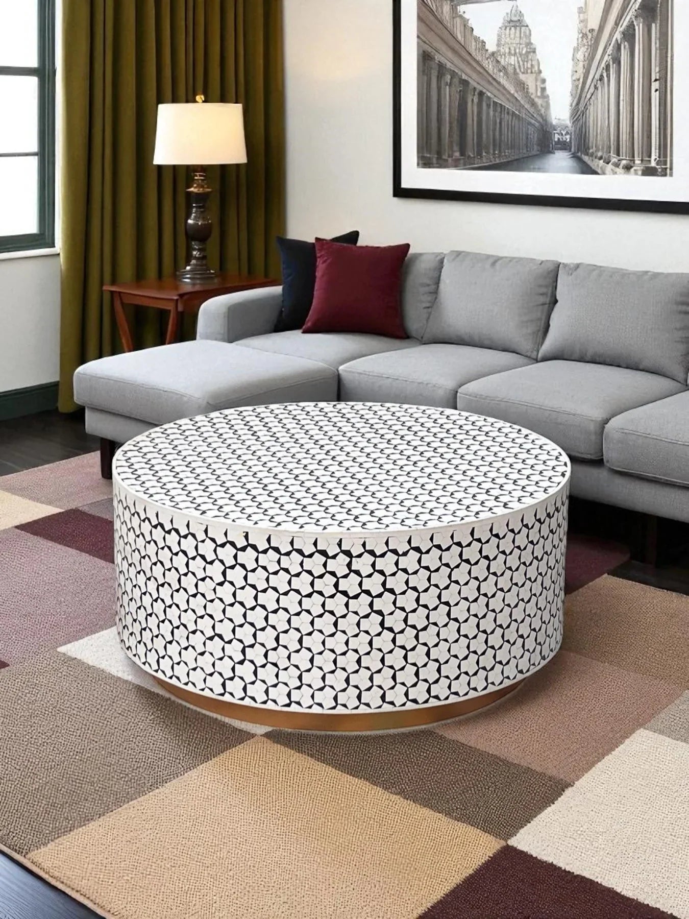 Targua Handcrafted Inlay Round Coffee Table