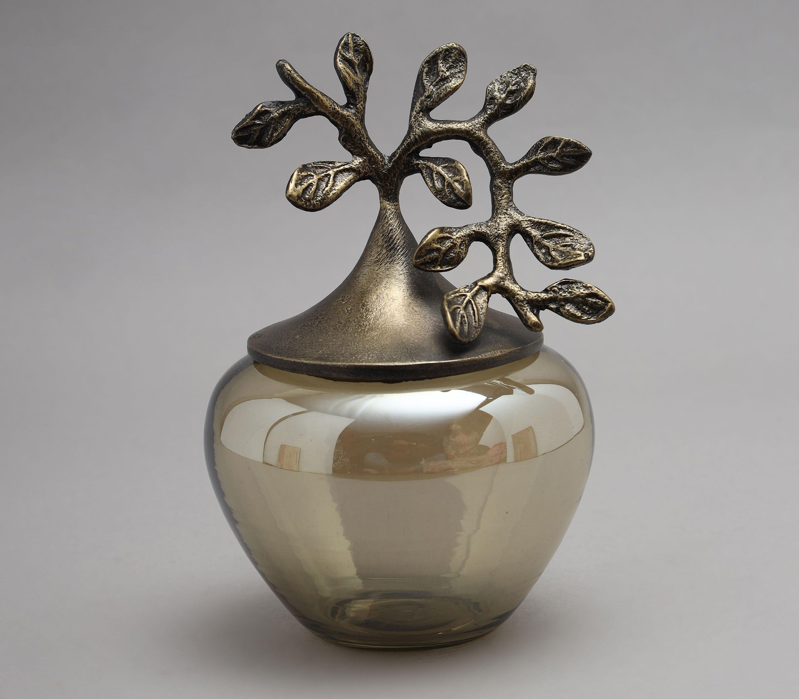 Antique Leaf Cotton Jar | Designer Home Decor Item