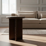 Naqsh Mango Wood Side Table | Ribbed Wooden End Table for Living Room & Bedroom