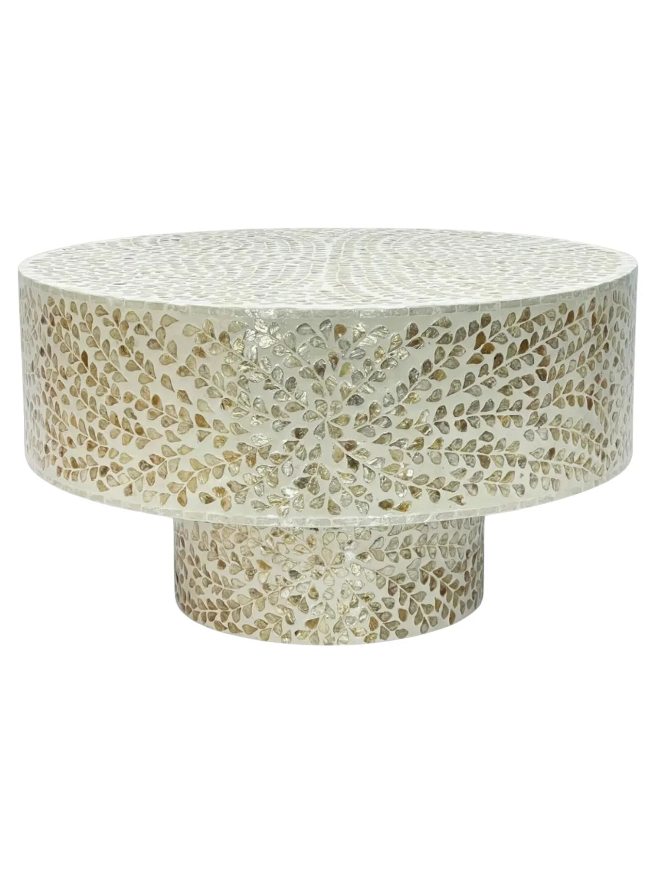 Mother of Pearl Round White Coffee Table