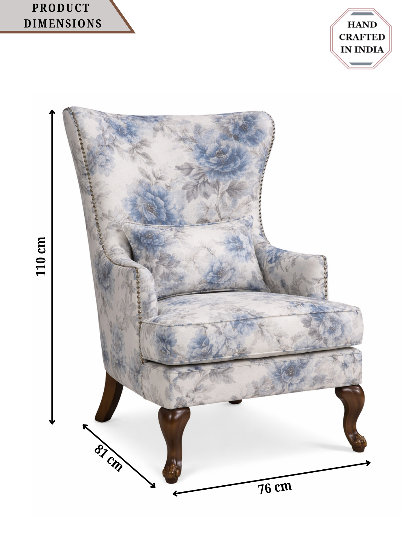 Floreva Wingback Accent Chair – Luxury Printed Fabric