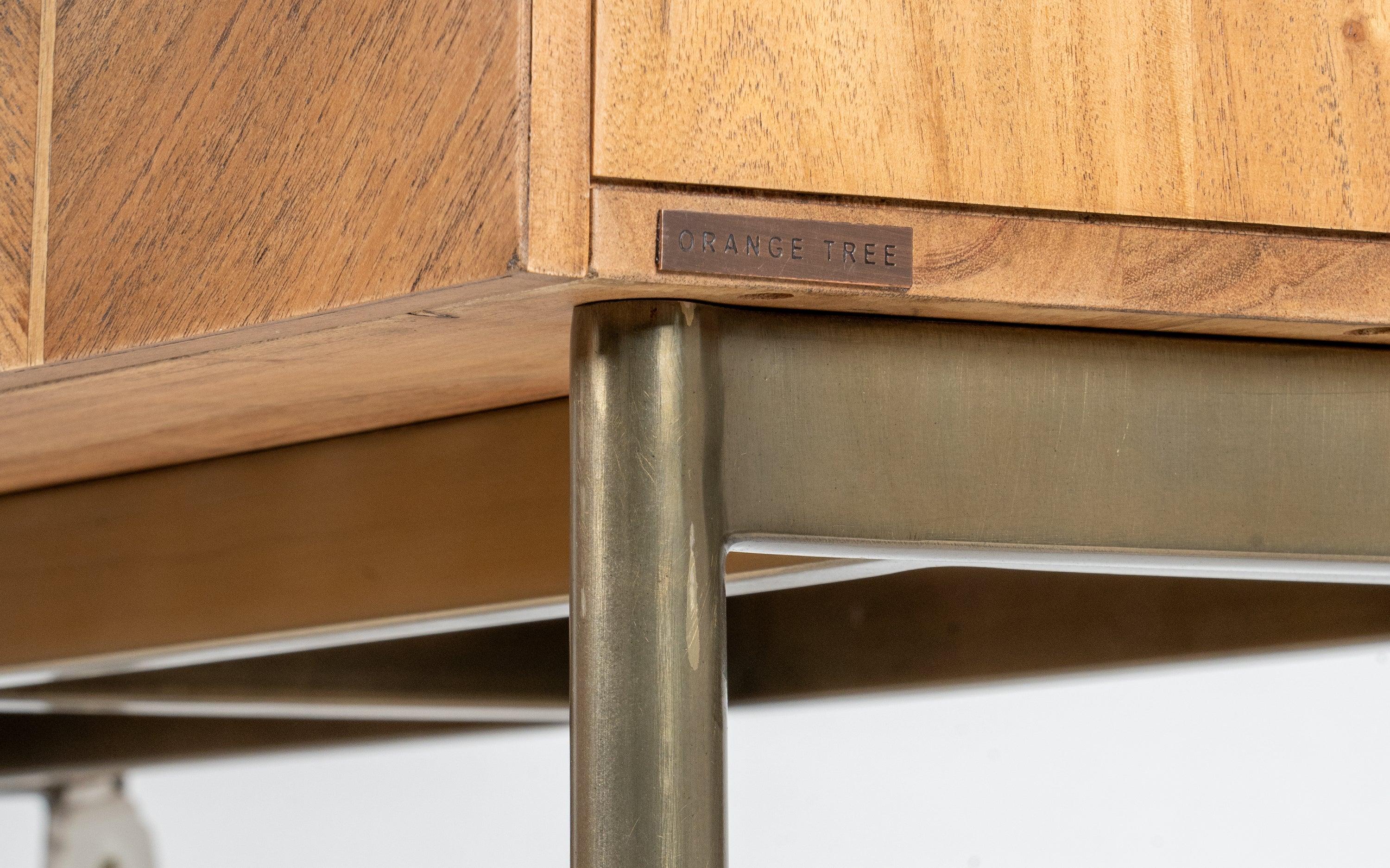 Arrow Bar Unit | Acacia Wood, Veneer, Stainless Steel, Mirror, and Oak Wood