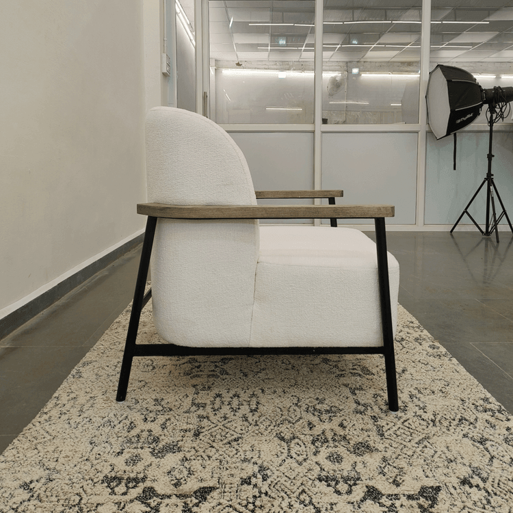 Aurora Armchair | Fabric Upholstery, Metal, Solid Ash Wood