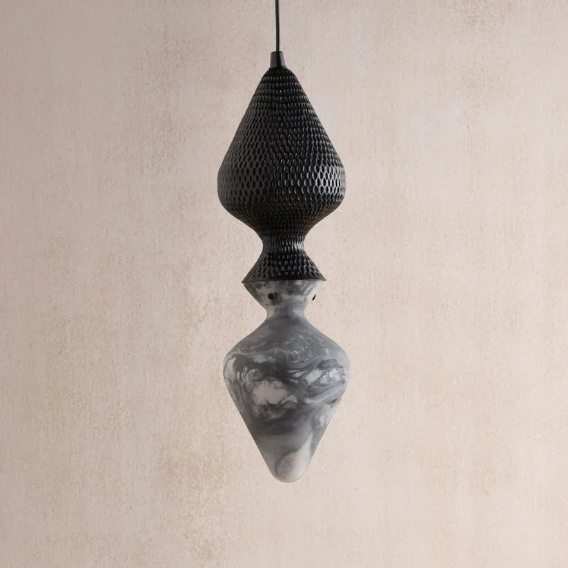 Bella Black Repoussed Hanging Lamp