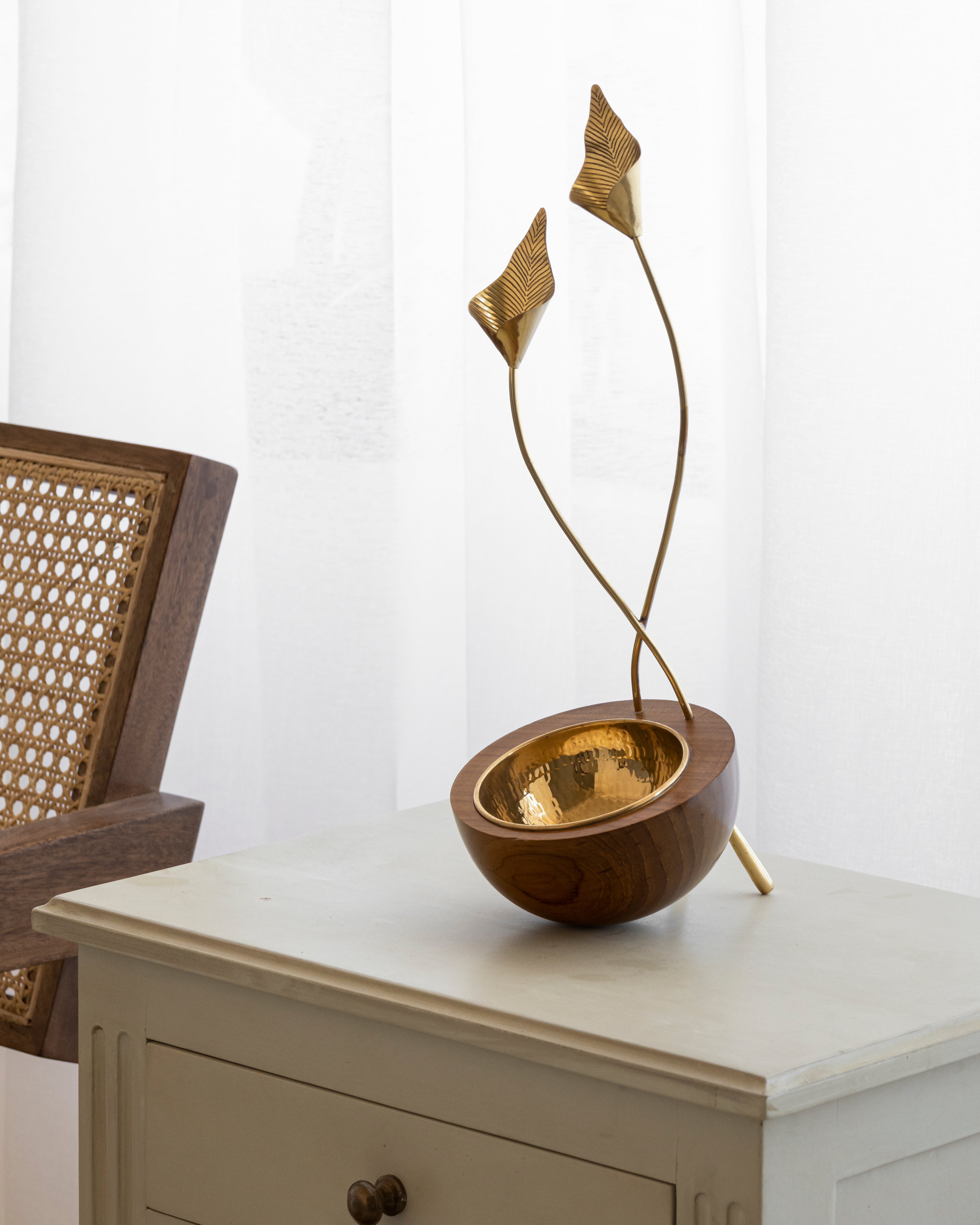 Calla Lily Bowl | Brass And Wood