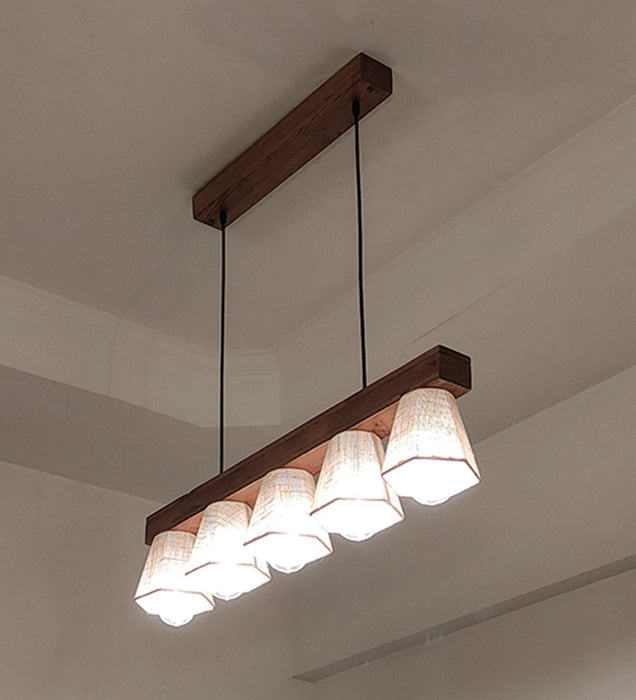 Hexa Brown Wooden 3 Series Hanging Lamp