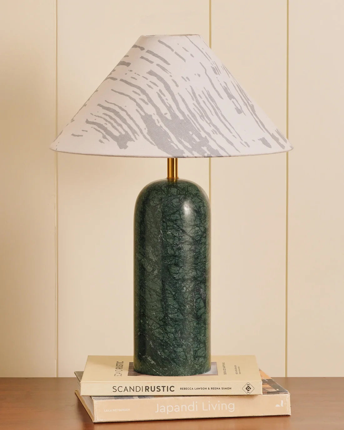 Plinth - Baroda Green & Linen lampshade | Table Lamp