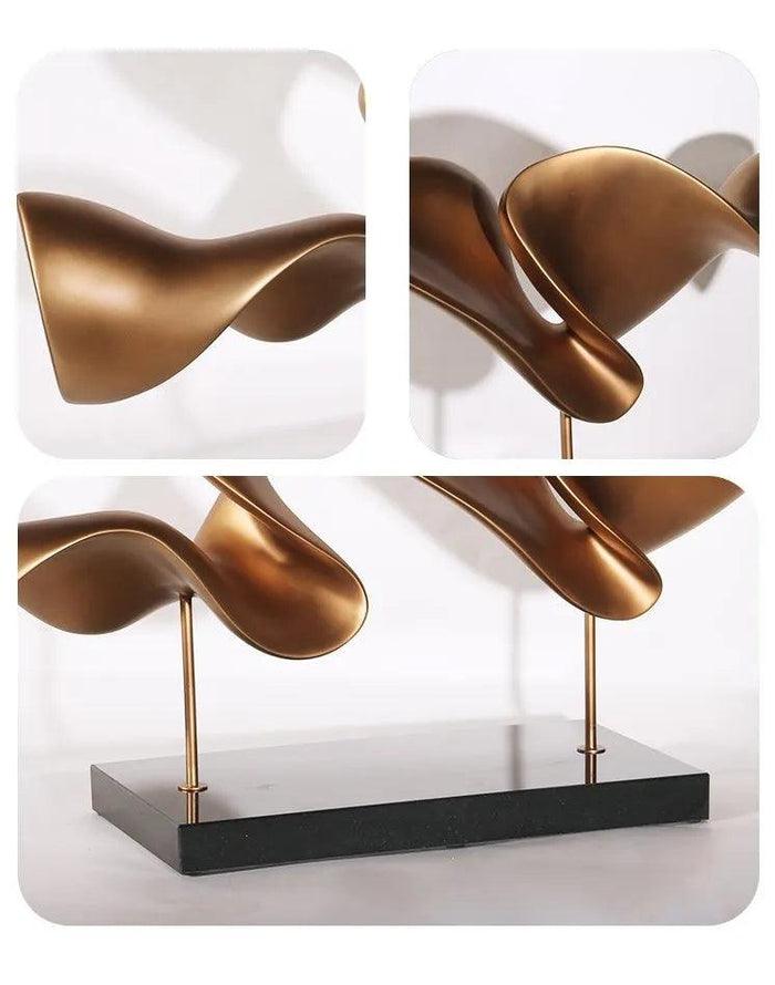 Horizontal Abstract Decor Sculpture | Designer Artistic Accent for Home Decor | Premium Marble Showpiece