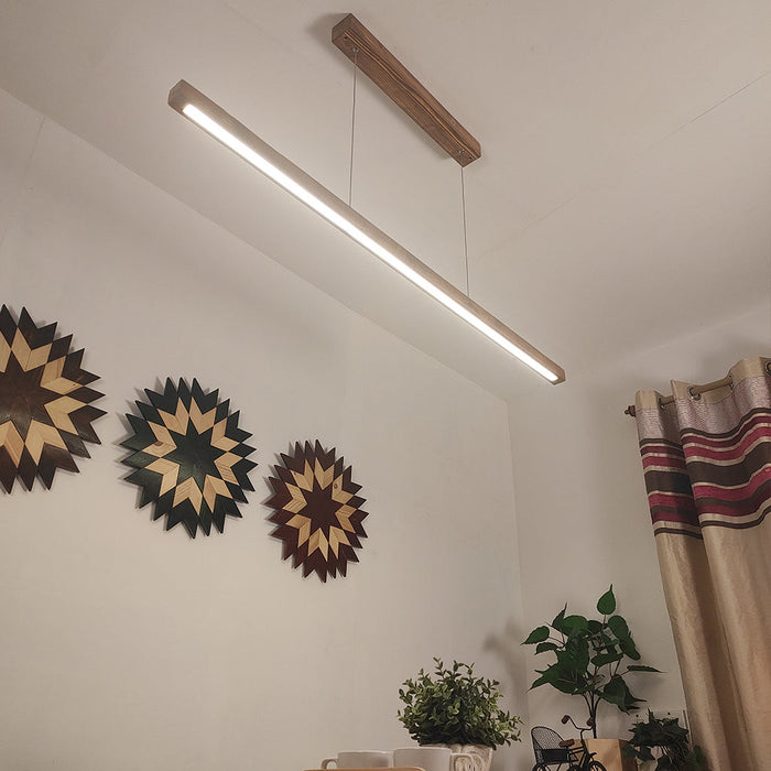 Brigitte Brown Wooden LED Hanging Lamp