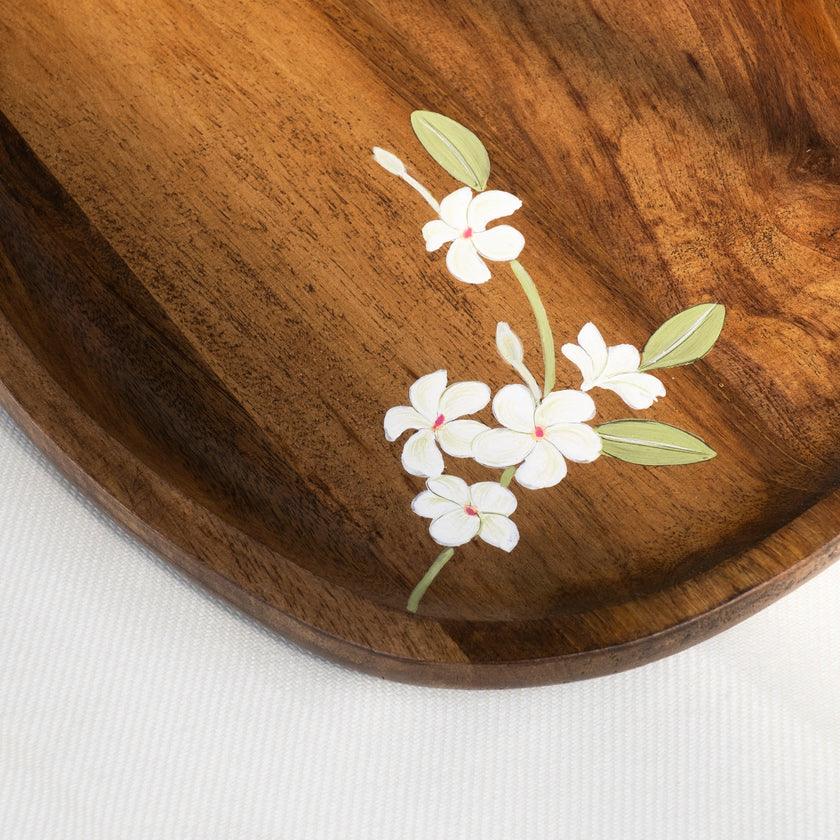 Bella Mango Wood Oval Serving Platter | Snacks Serving Tray for Home Kitchen & Cafe- Pack1