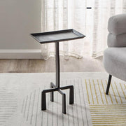 Crisp Black Aluminum Accent End Table | Sofa Side Table for Living Room | Designer Corner Table