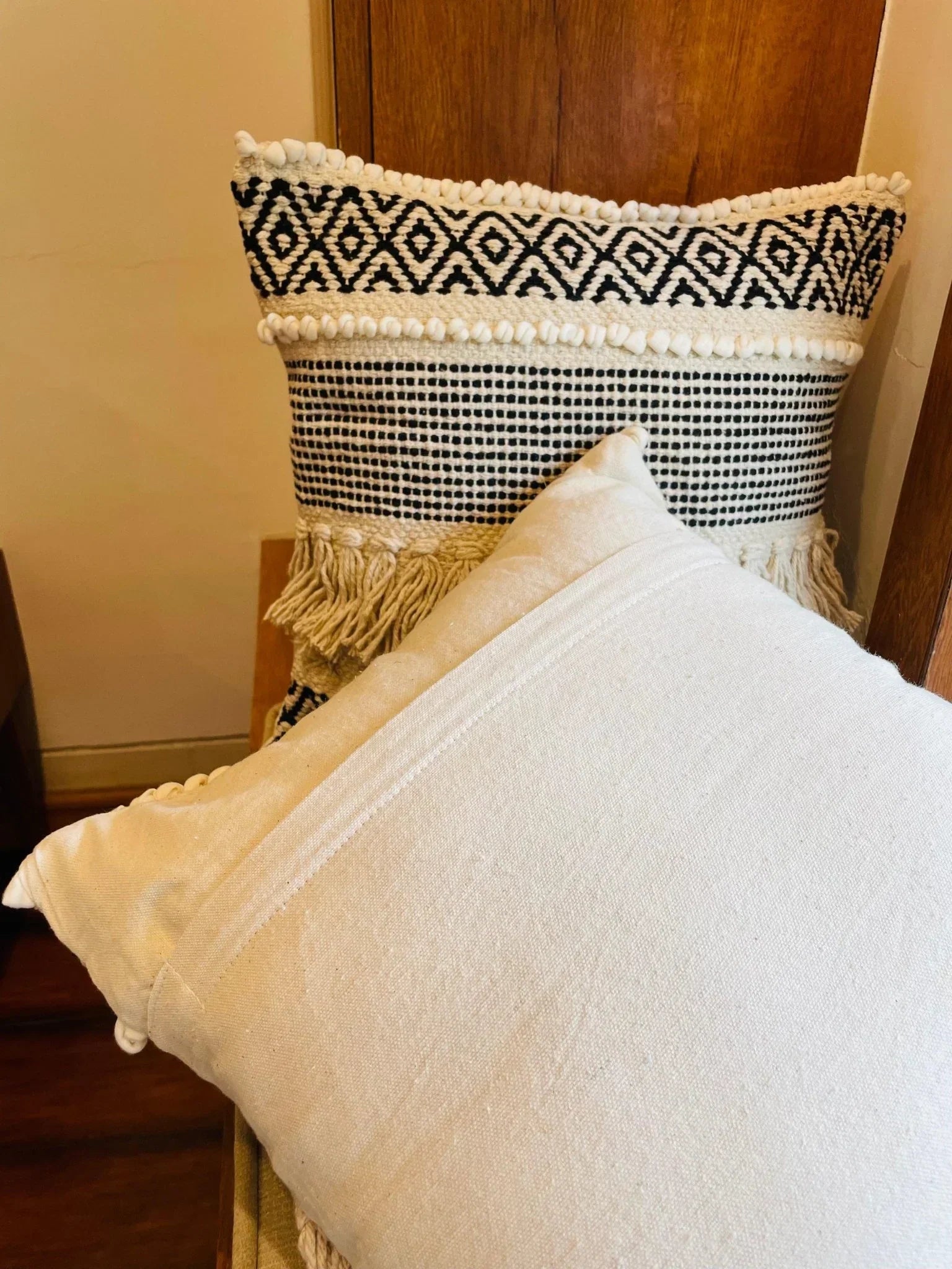 Bohemian Cotton Cushion Covers Black and White