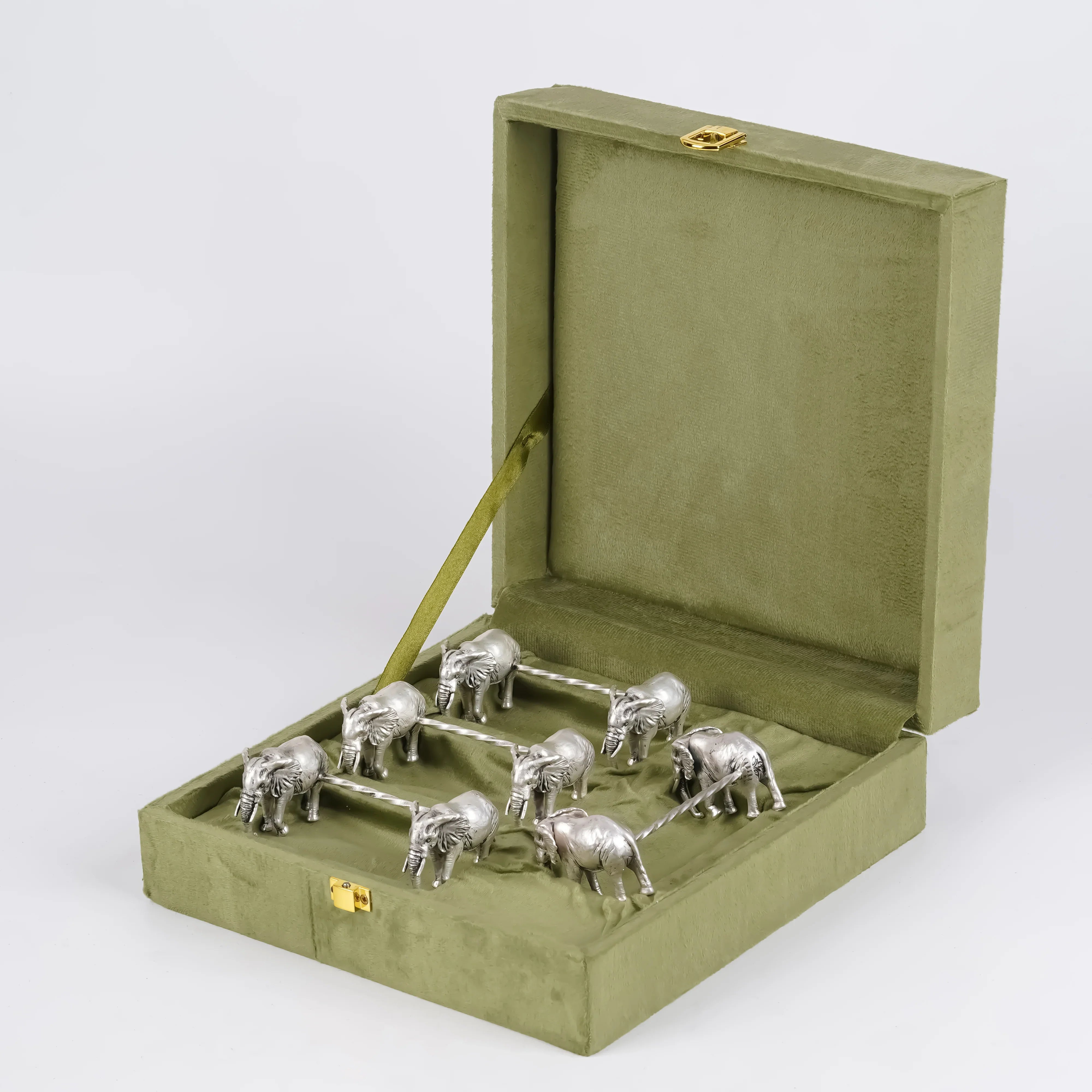 Silver Elephant Facing Front Spoon Rest