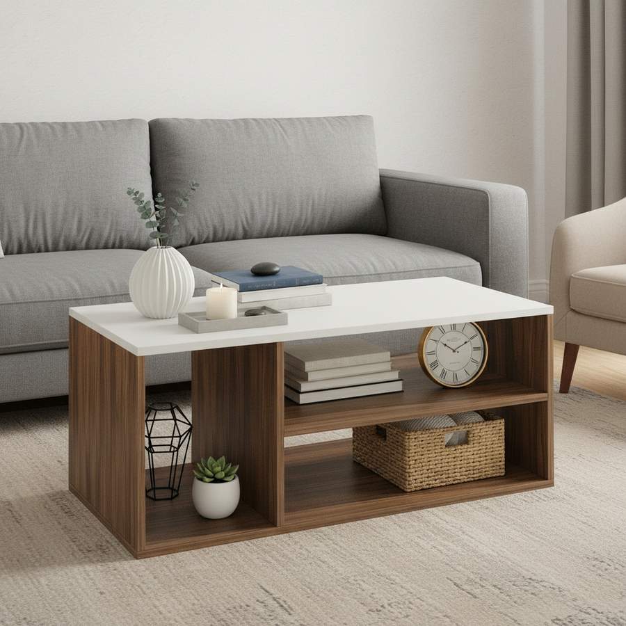 Coffee Table for Living Room with Storage Shelf - Medina