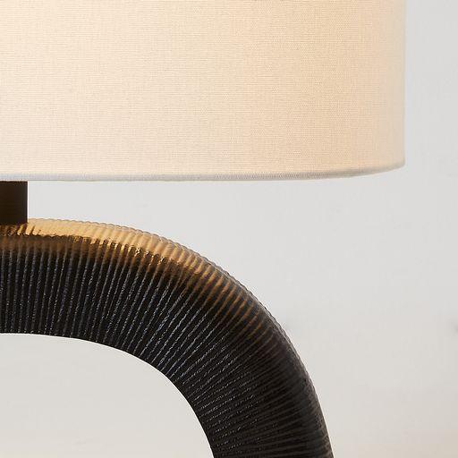 Off White Cotton Linen & Metal Modern Leuto Table Lamp Light For Home Decor