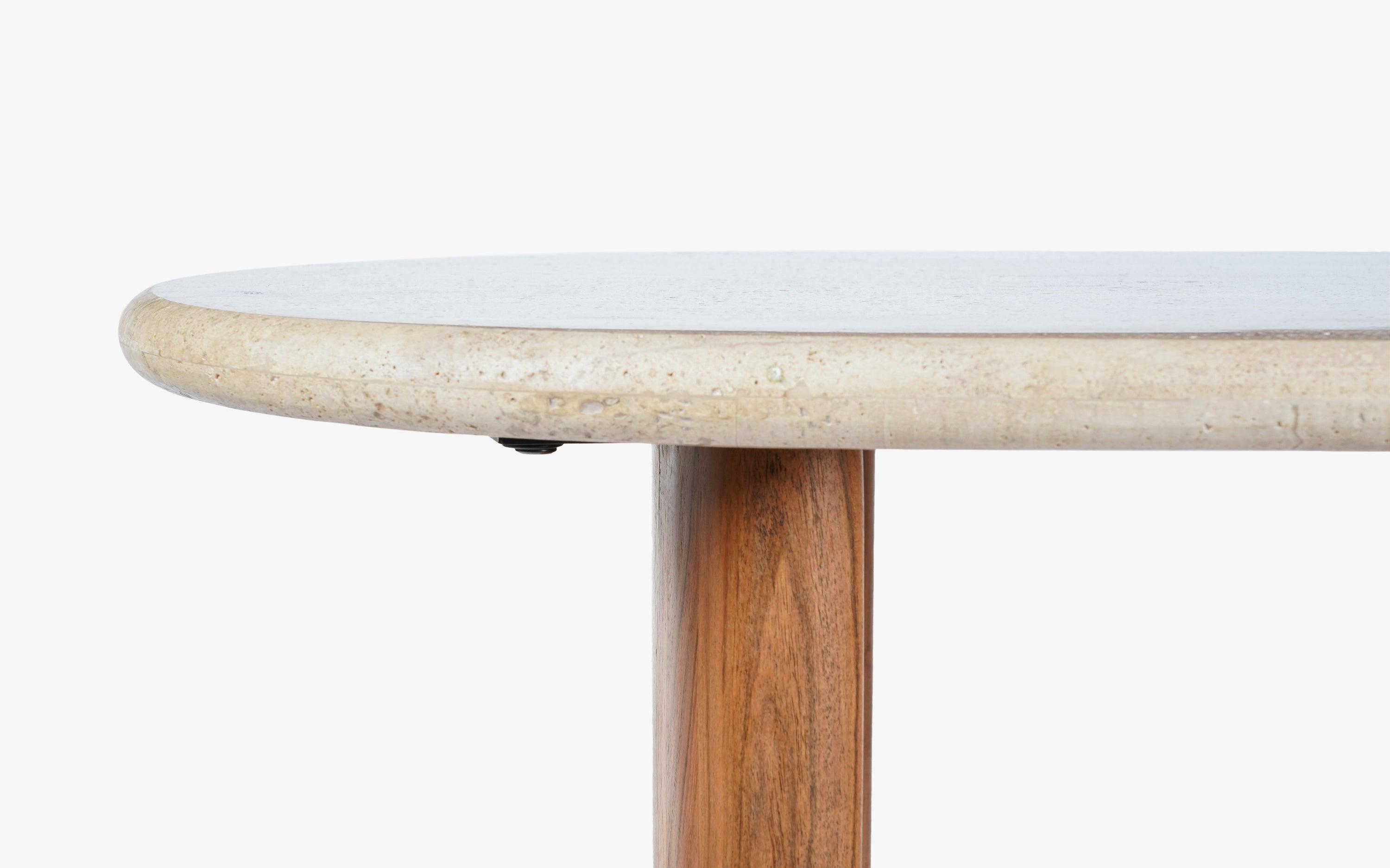 Abacus Console Table | Travertine Marble and Acacia Wood