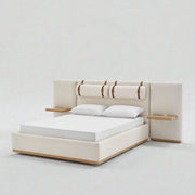 Casper Solid Teak Wood And Fabric Upholstered King Size Bed
