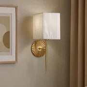 Golden Wall Light with White Fabric Shade