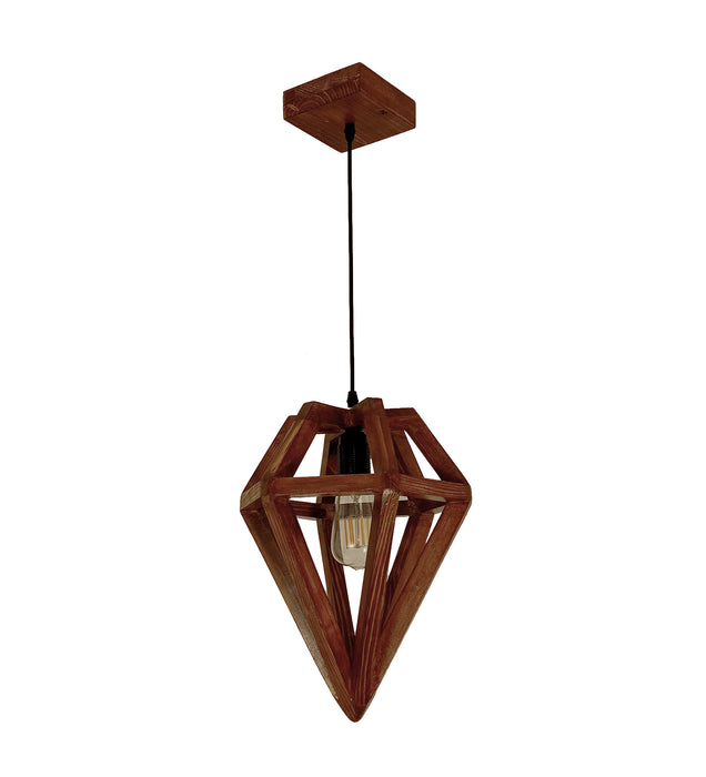 Gem Brown Wooden Single Hanging Lamp