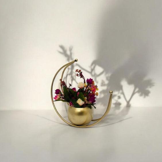 Modern Moon-Shaped Vase for Living Room | Tabletop Planter for Home & Office | Home Decor Item