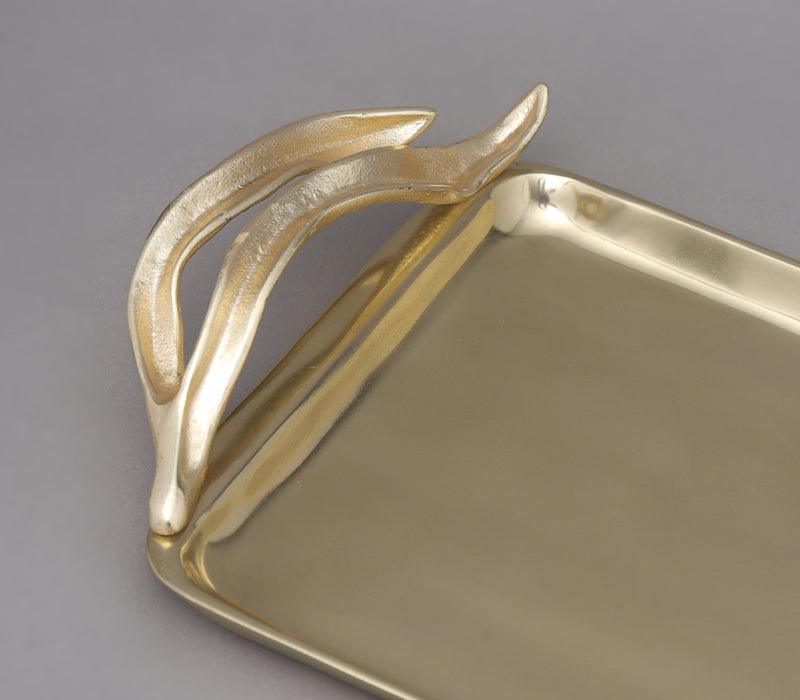 Dracaena Tray | Polished and Matt Gold Finished