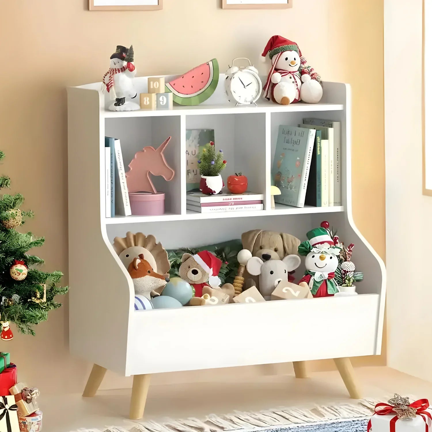 3-Tier Bookshelf Open Bookcase, for Baby Books Organizer