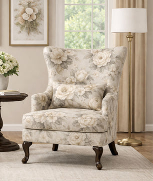 Willow Premium Floral Wingback Accent Chair