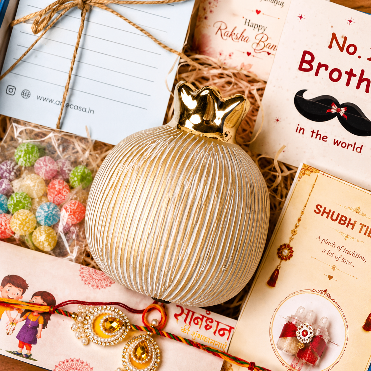 Ivory Pomegranate Rakhi Gift Hamper