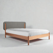Daydream Solid Ash Wood And Headboard Upholstery King Size Bed