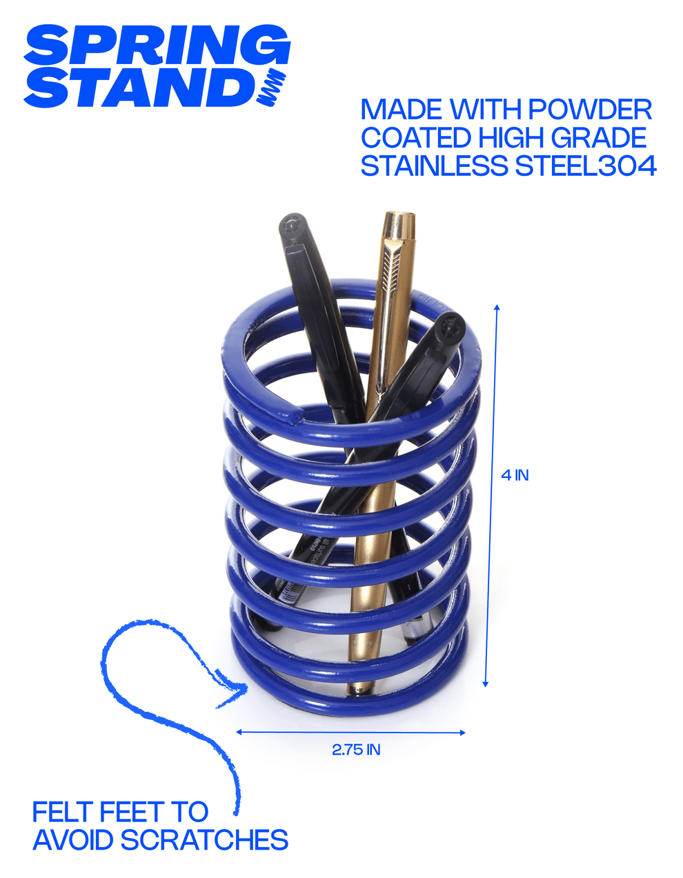 Unique Spring Pen Stand for Office | Unique Stainless Steel Pen Organiser | Pen Holder