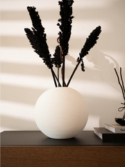 Moon Modern Round Ceramic Flower Vase for Tabletop & Centerpiece Decor | Minimalist Ceramic Home Décor Vase