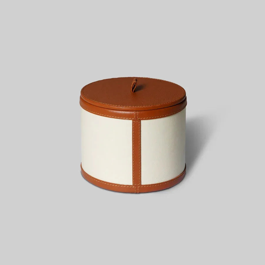 Leather Candle Holder Combo | Beige, Brown