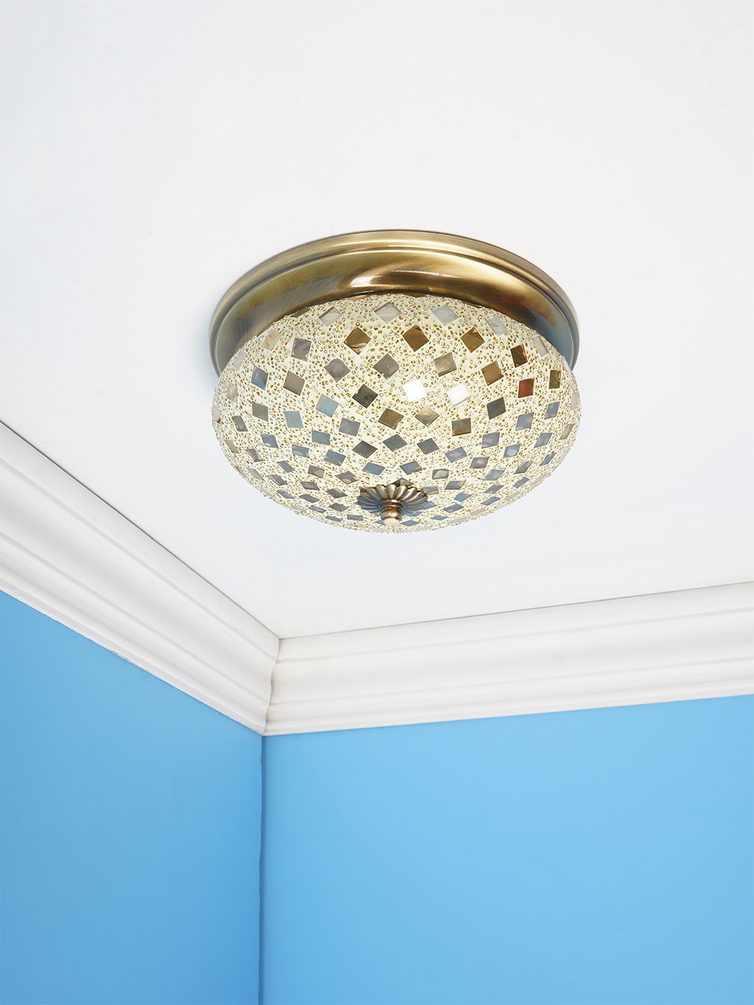 Golden Mosaic Brass Ceiling Light - Large