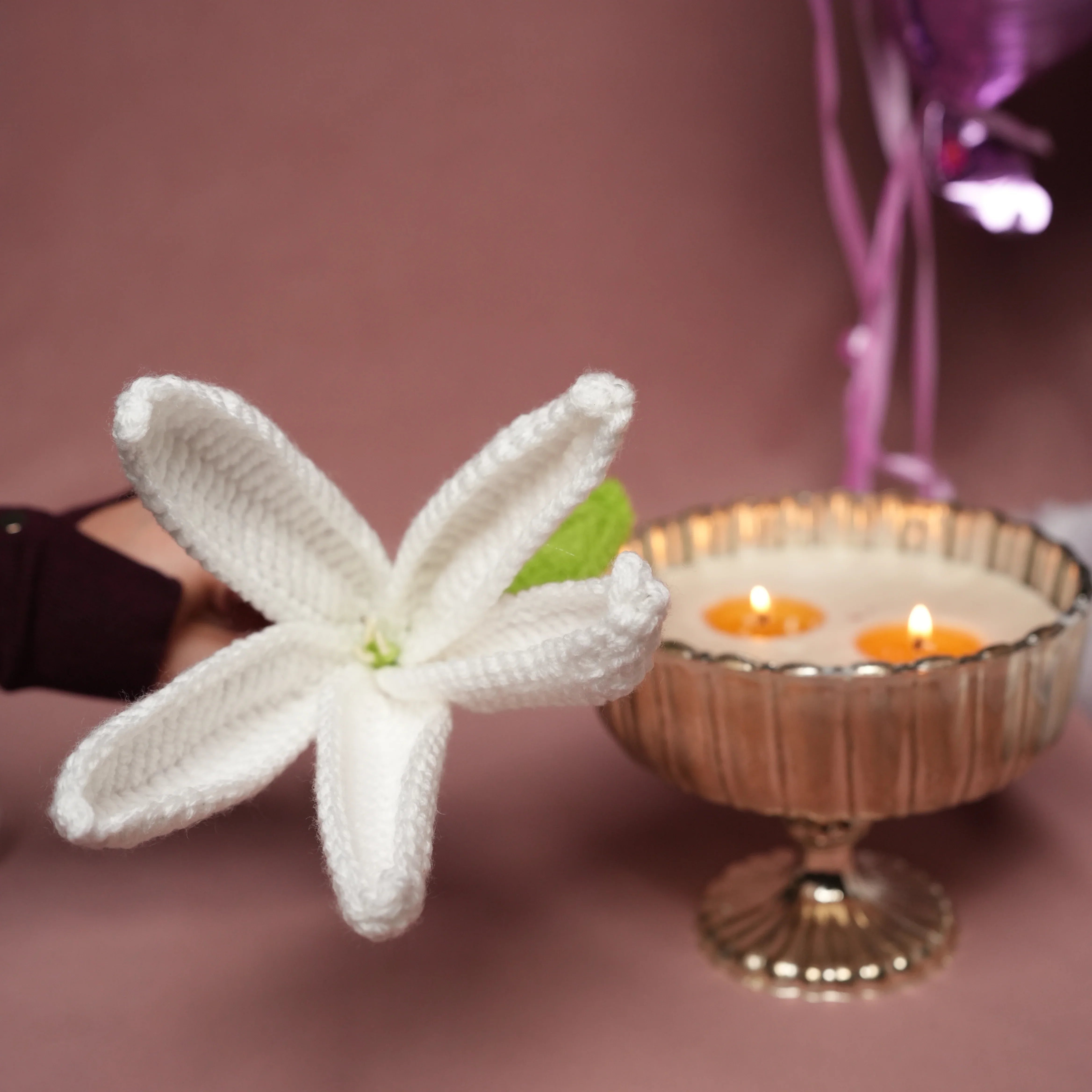 Crochet Flower Bunch | Handcrafted White Floral Arrangement for Home Décor & Gifting