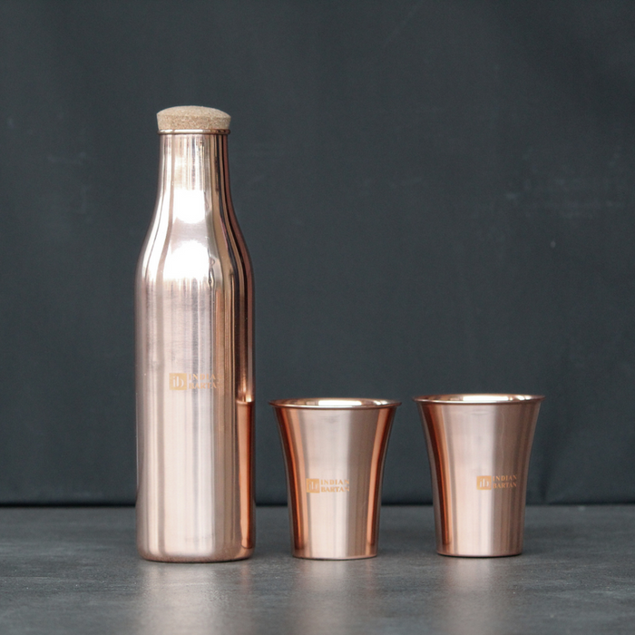 Glossy Rounded Copper Bottle Set