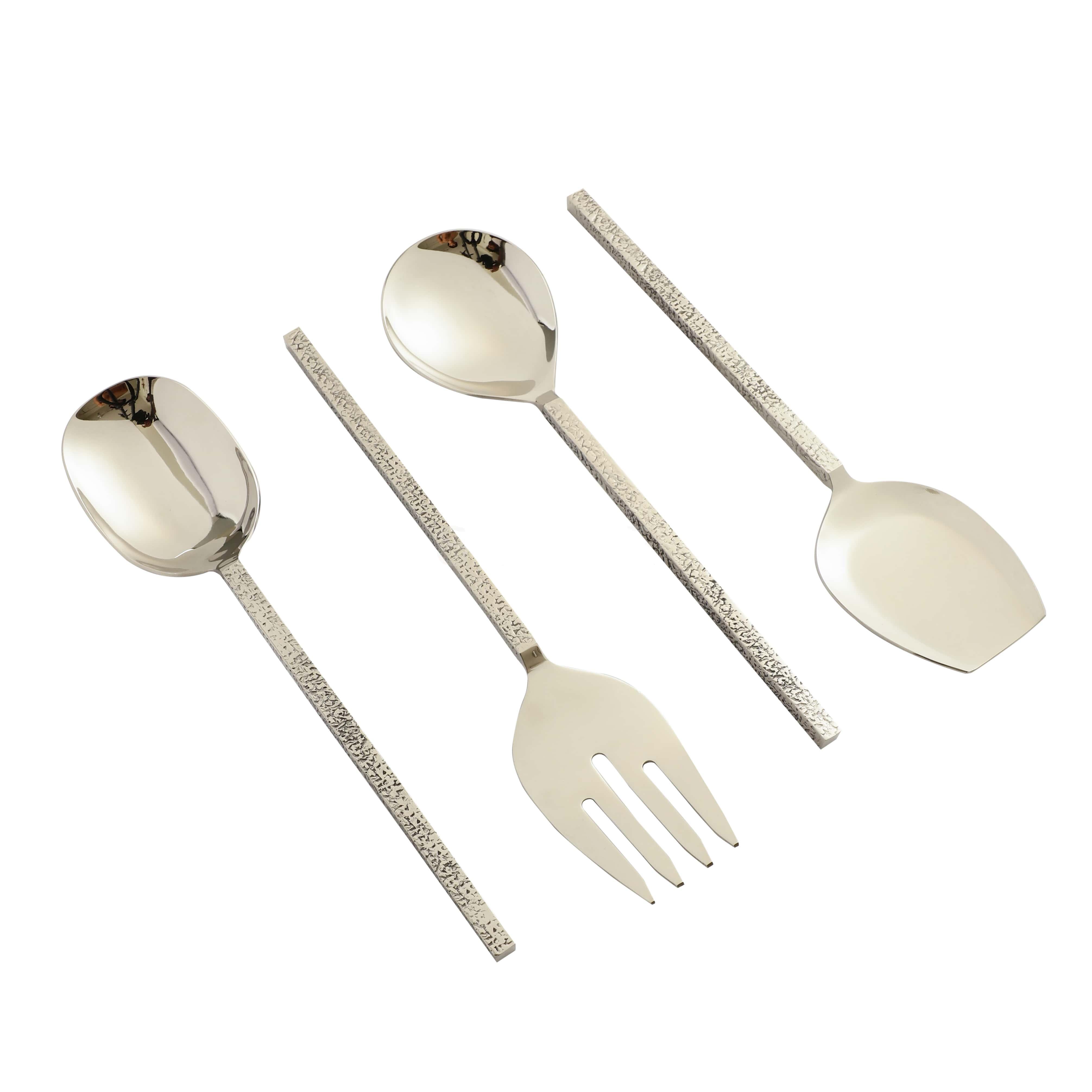 Ember Texture Serving Set Silver