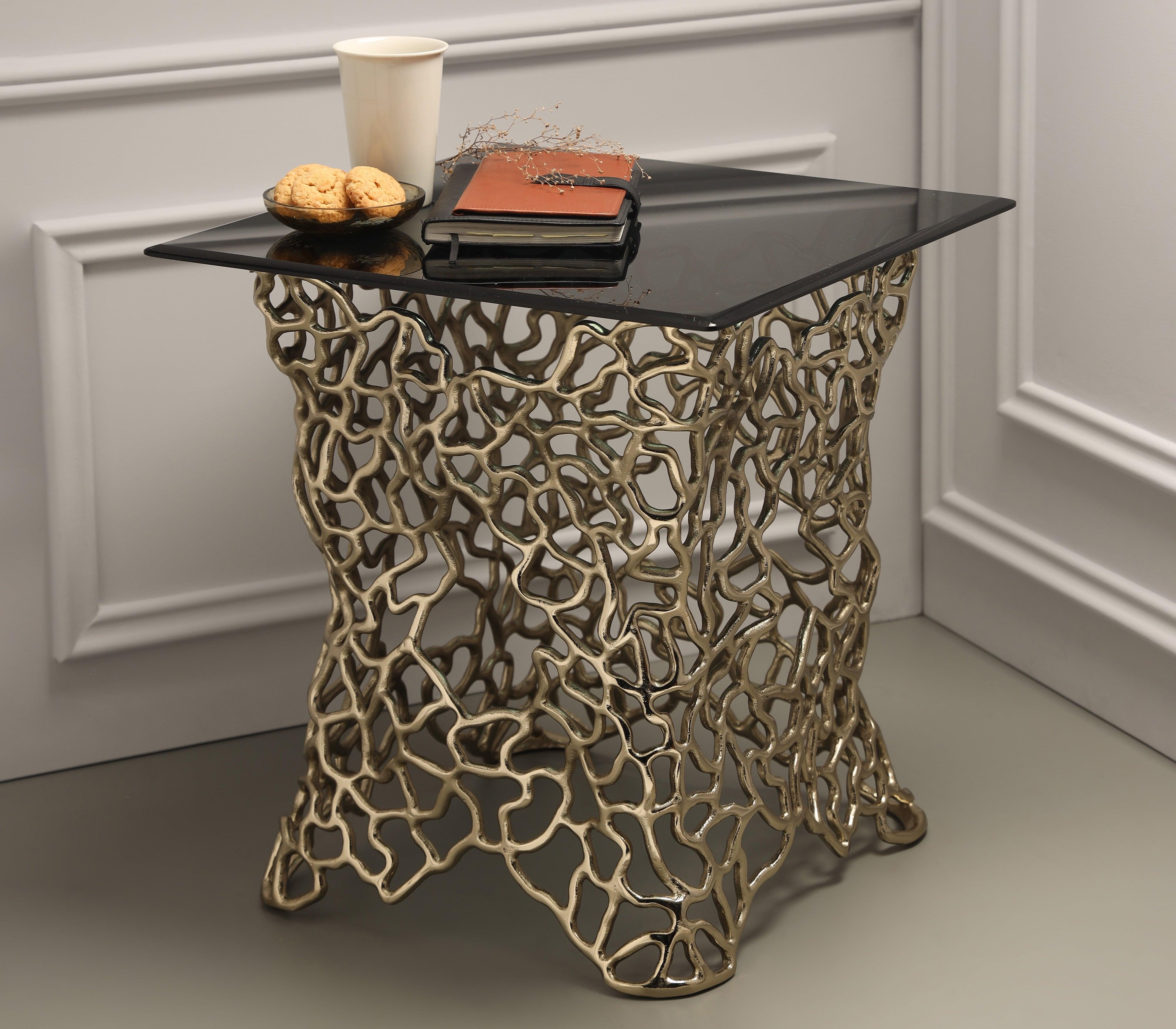 Organic Mesh Sofa Side Table for Living Room | Designer Tea Table | Decorative End Table