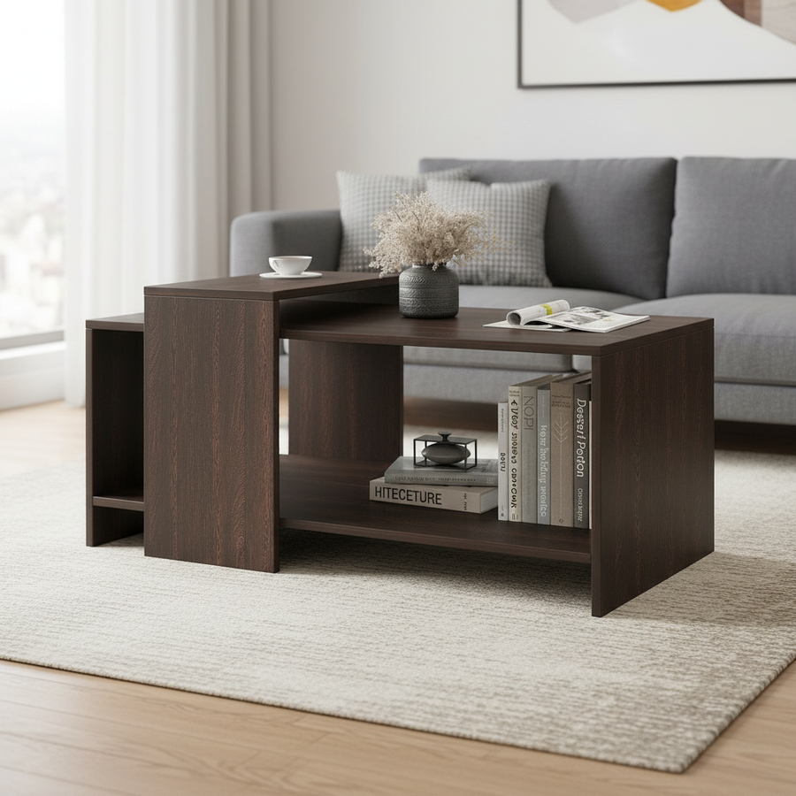 Coffee Table for Living Room with Storage Shelf - Blueten