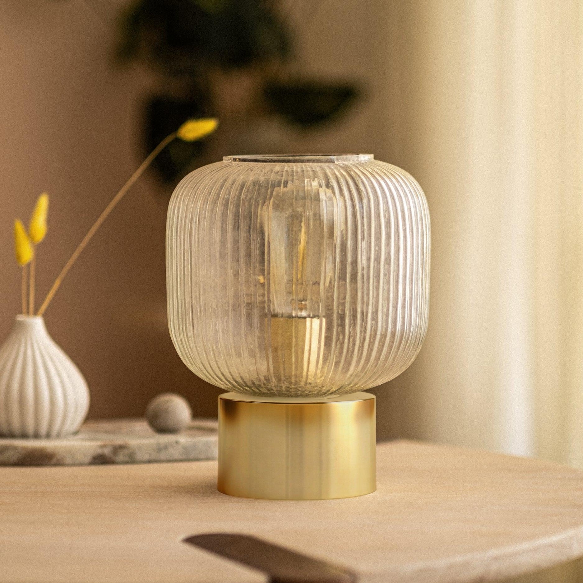 Chi Table Lamp Small | Mild Steel and Clear Lined Glass