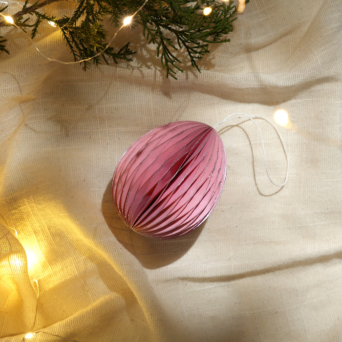 Christmas Ornaments Pack of 3 - Festive Pink with Silver Glitter