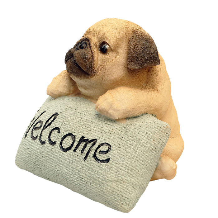 Welcome Sign Cute Pug Figurine