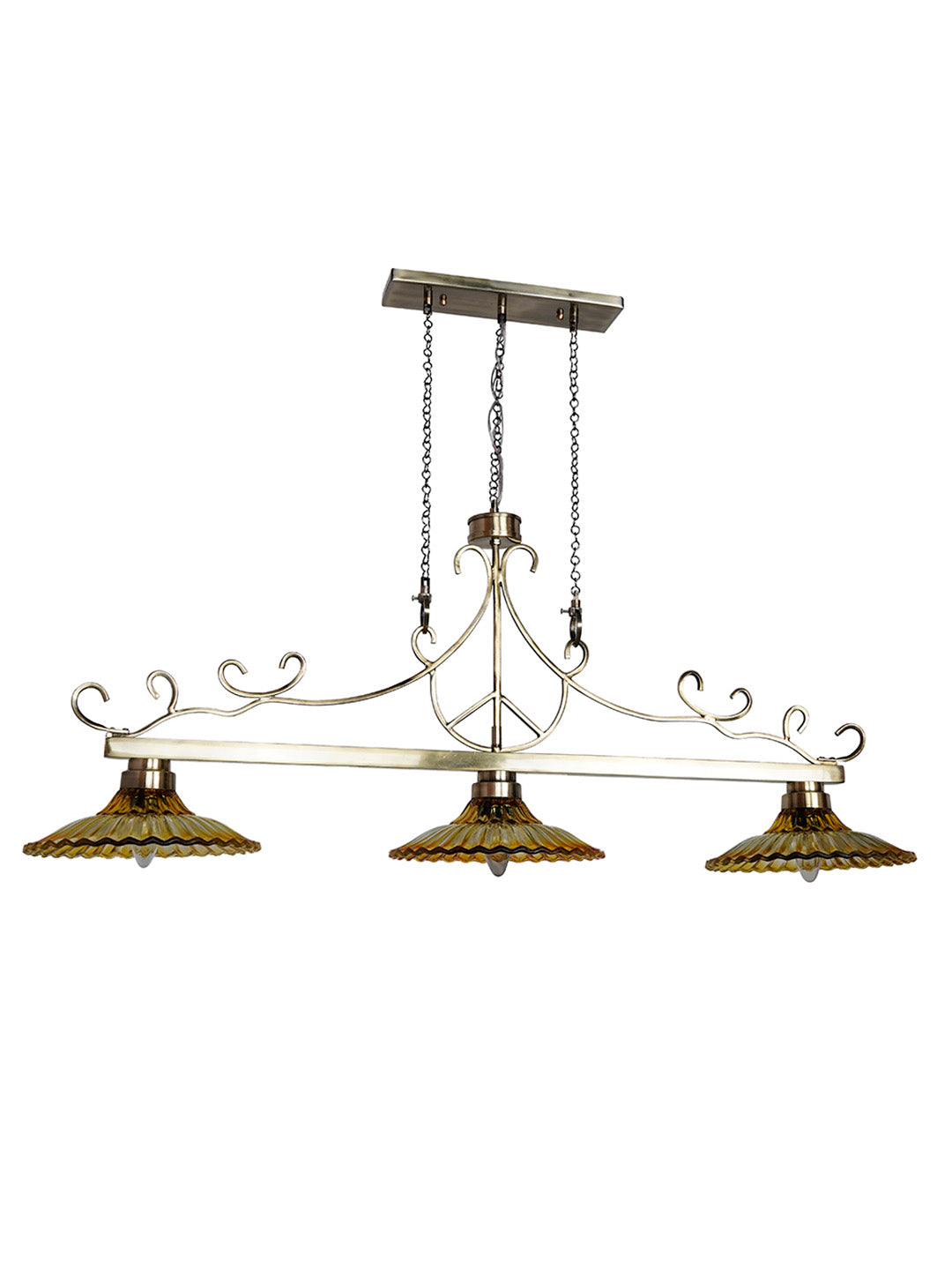 43-Inch Linear Transitional Pendant Light | Amber
  Fluted Glass Kitchen Island Fixture