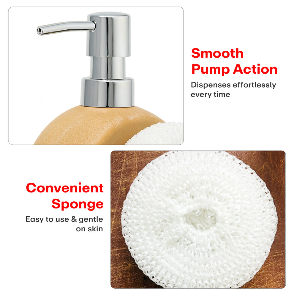 Rioware Outdoor Living Liquid Soap Dispenser, 300ml, Multipurpose Refillable Ceramic Pump for Hand Wash, Dish Wash, Shampoo, Kitchen, Bathroom, and Household Use Pack of 1, Cream
