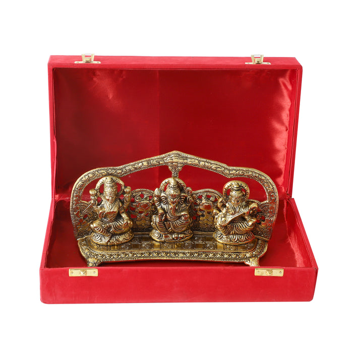 Laxmi Ganesh Saraswati Idol with Red Velvet Gift box