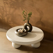 Haru White Coffee Table | Modern Round Center Table for Living Room