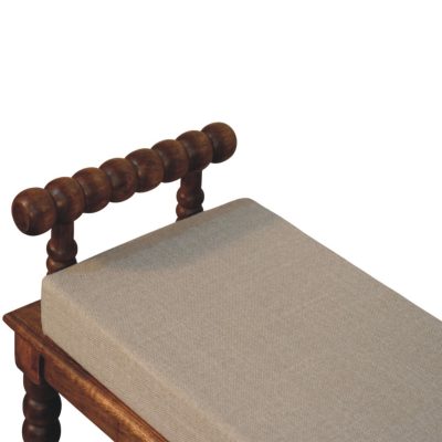 Amber Oak Mud Linen Bench